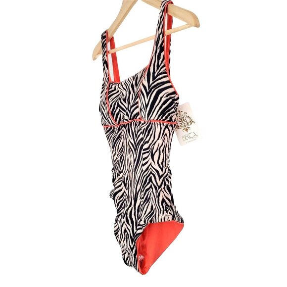 BECCA by Rebecca One-piece Woman's S Virtue Neon ZEBRA Animal Kingdom Swimwear - Picture 7 of 14